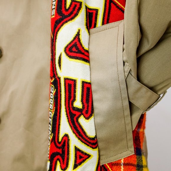 Dry Clean Only Reworked Scarf Panel Trench - Picture 8 of 10